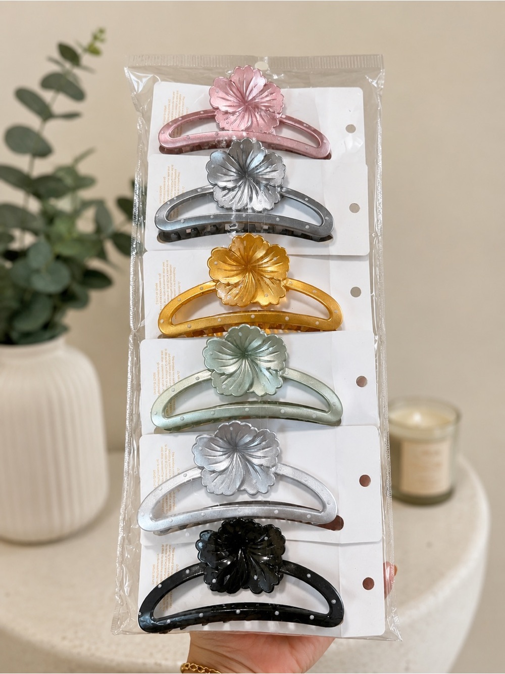 6 flower hair clips